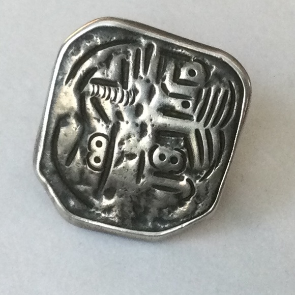 MidC Vintage Mexico Abstract Tribal Silver Ring - Size 6 - Sterling Mexico Bell - Picture 5 of 9